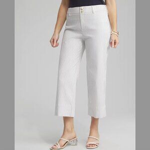 Chico's Stripe Trapunto Cropped Pants White and Blue Stripes Size 12 (Chico's 2)